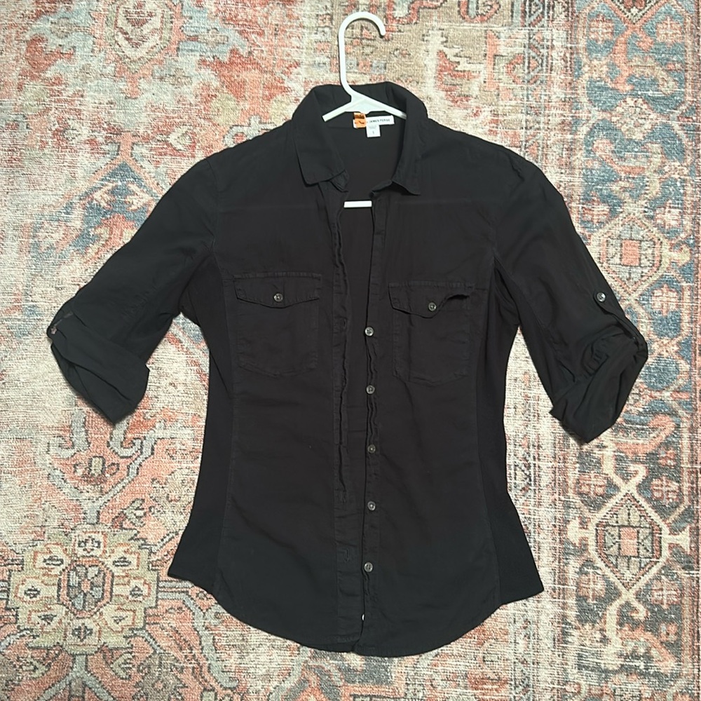 James Perse Black Button Down Shirt